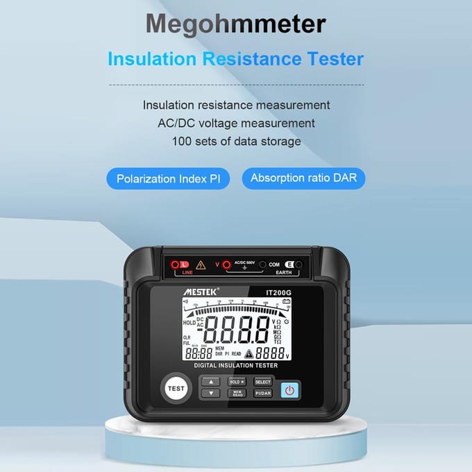 Isolatieweerstandstester Digitale meter Weerstand Spanning Polarisatie-index DAR-meting IT200G