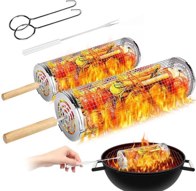 Store_9 - Grillmanden - Draagbare barbecue-mand - Roestvrij staal