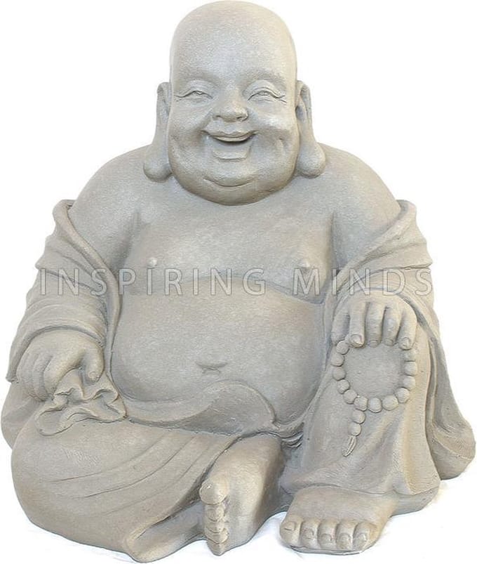 Happy Boeddha 40cm grijs