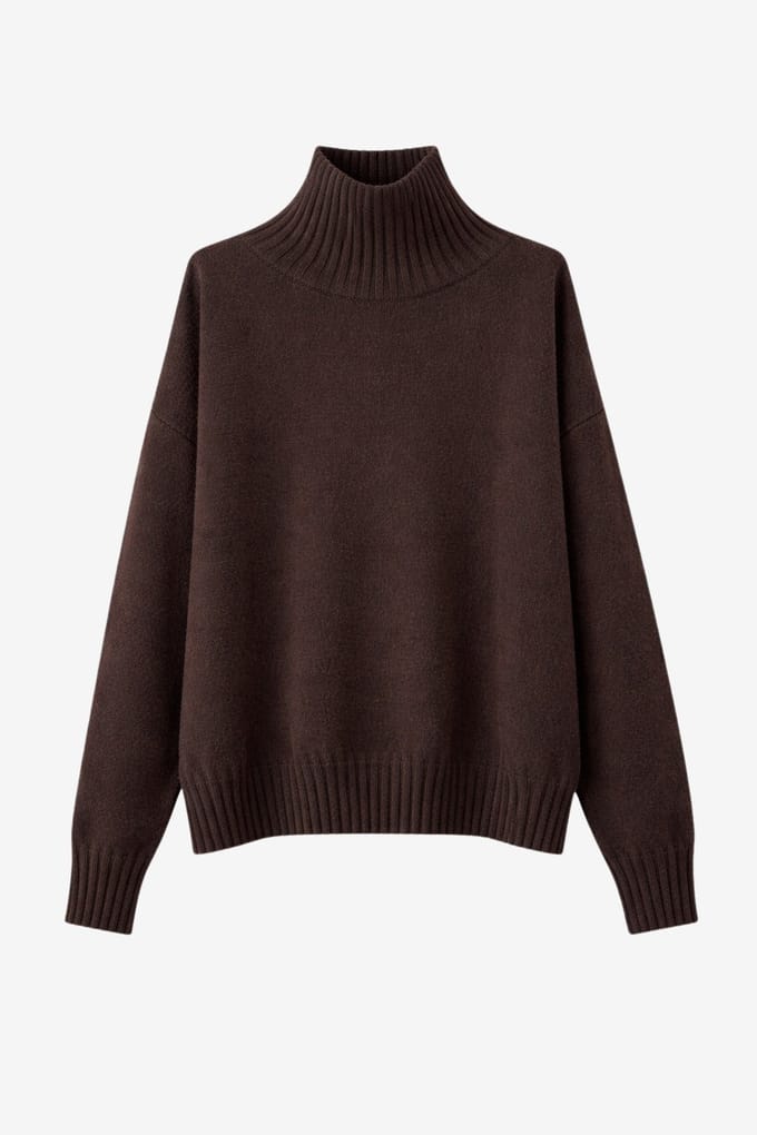 Cashmir wool polo pullover W1165 | Brown - Brown / M