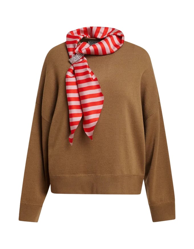 Essentiel Antwerp Pullover With Scarf Pullovers Camel Kurtis