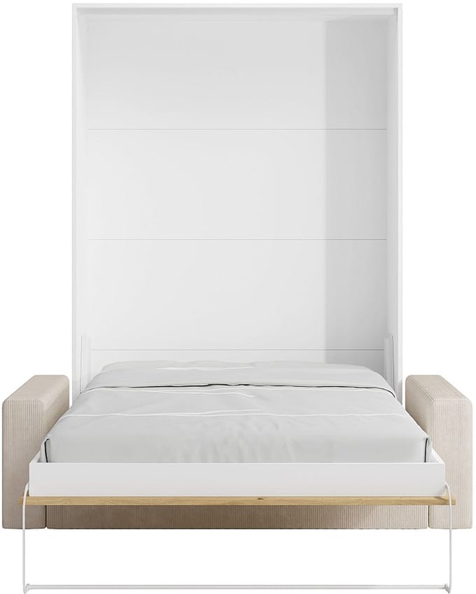 Vente-unique Bedkast hout natuurlijk licht, wit 140 x 200 cm
