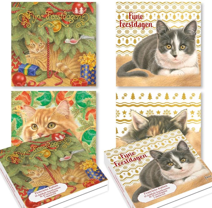 Franciens Katten kerstkaarten - set 3