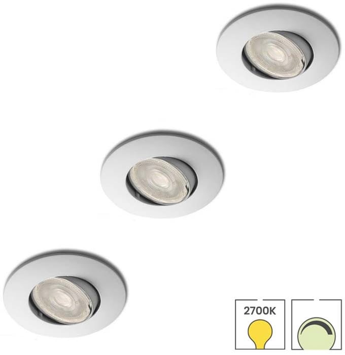 Lybardo - Inbouwspots extra klein 3-pack - Kantelbaar + LED Spot 3.5W - Dimbaar - Warmwit Licht
