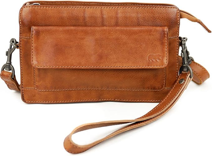 Bear Design Cil Leren Schoudertasje - Cognac