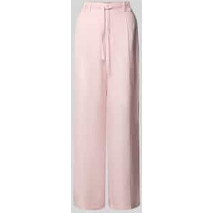 Wide leg broek van linnenmix met riem