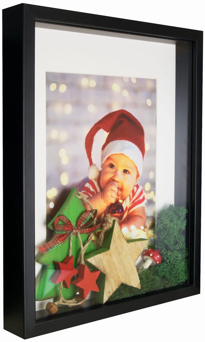 BD ART - 3D Shadow Box Fotolijst - 20x25 cm - Zwart - Rechte Hoek - Plexiglas