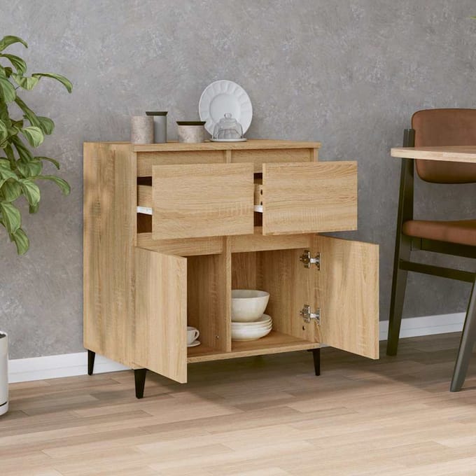 vidaXL - Dressoir - 60x35x70 - cm - bewerkt - hout - sonoma - eikenkleurig