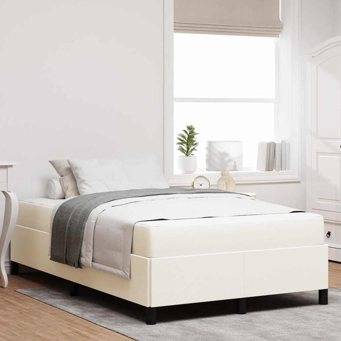 vidaXL - Bedframe - met - matras - Crème - 120 - x - 190 - cm - Stof