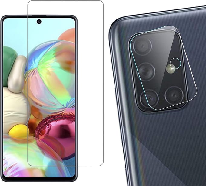 Screenprotector geschikt voor Samsung Galaxy A71 - Camera Screen Protector Glas