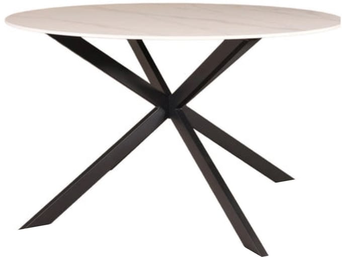 Eettafel rond 130cm Jenna marmerlook wit ronde tafel steen