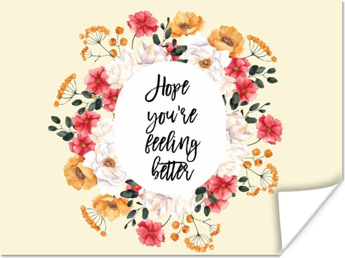 Poster Beterschap - Quote - Bloem - Hope - 80x60 cm