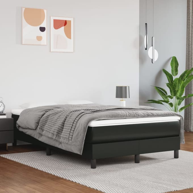 vidaXL - Boxspring - bed - kunstleer - zwart - 120x200 - cm