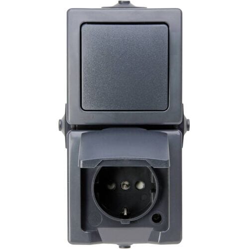 Nautic Verticaal stopcontact - spatwaterdicht - randaarde - antraciet - IP44