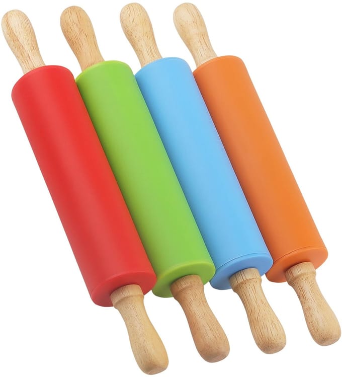 Dailygoody - Mini Deegroller - Siliconen Deegroller - Antiaanbak - 29 cm - Deegroller Set - Perfect voor Gebak en Pizza - 4 Kleuren