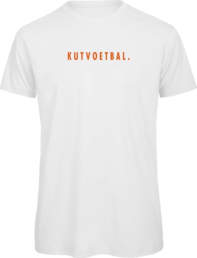 T-shirt wit M - oranje - Kutvoetbal. - soBAD.