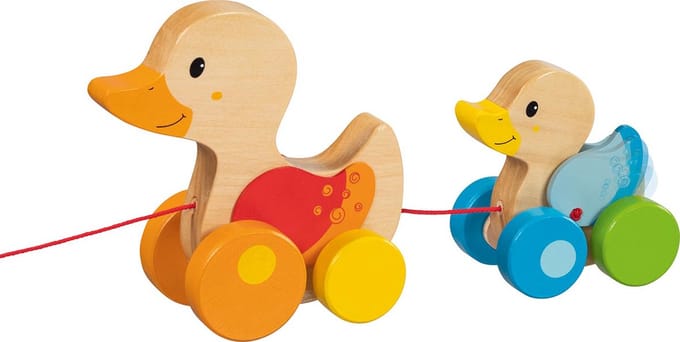 Goki Wooden Pull Animal Family Duck