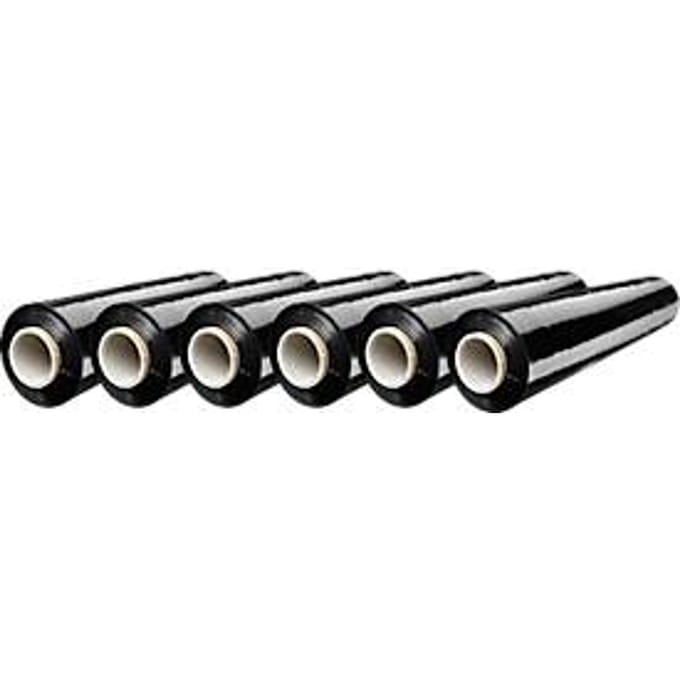 Stretchfolie - polyetheen - 20 µ - 500 mm x 300 m - zwart - 6 rollen