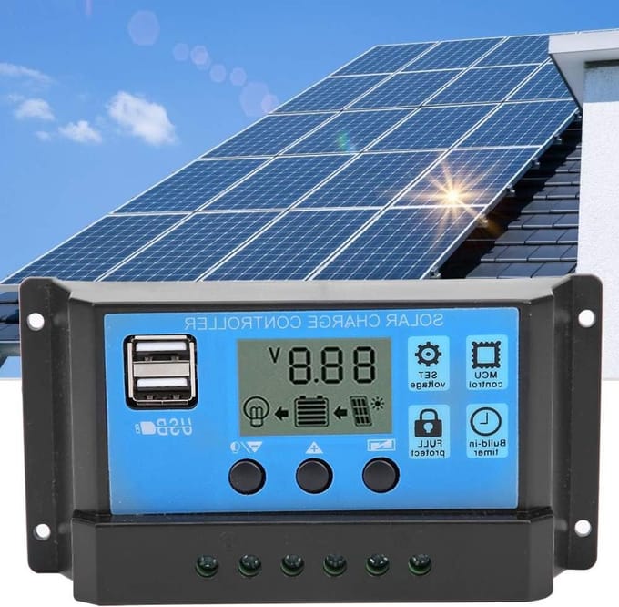 Zonne Energie Controller - Laadregelaar PWM - Off-grid Systemen - Dubbele USB Poorten - 10A - Blauw