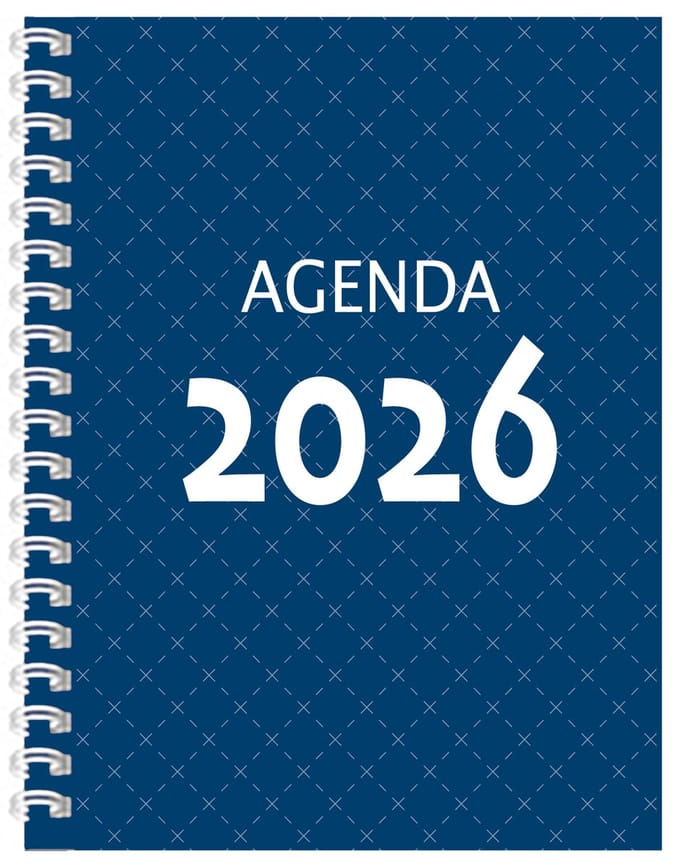 MGPcards - Agenda A5 2026 - Ringband - Spiraal - Flexibele kaft - Weekoverzicht - Donker blauw - 15 x 21 cm