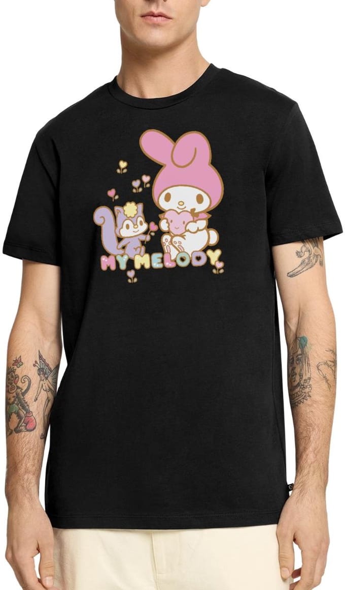 My Melody Plukt Hartbloemen Met Risu Premium T Shirt Heren