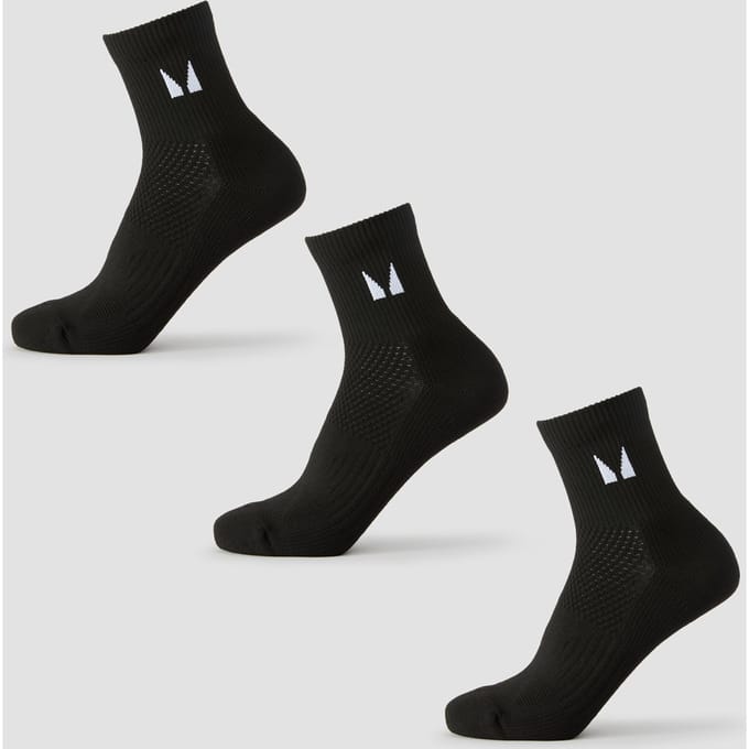 MP korte hardloopsokken (verpakking met drie stuks) - Zwart - UK 2-5