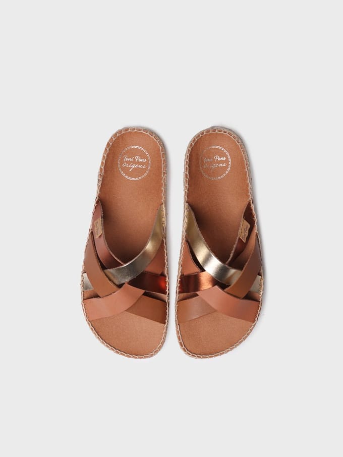 Damessandaal van leer in BIO-stijl | BIMBA