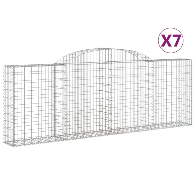 vidaXL - Schanskorven - 7 - st - gewelfd - 300x30x100/120 - cm - ijzer