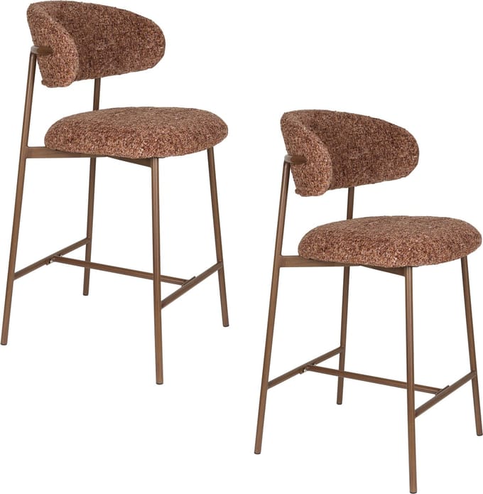 Housecraft Living Claes Barkrukken rugleuning 65 cm Gemêleerd Terra/ Rood - Set van 2