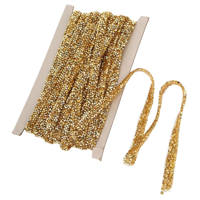 10 Yards 1cm Gouden Strass Lint Zelfklevend DIY Kristal Strass Lint voor Naaien DIY beige