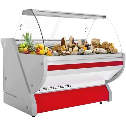 GGM Gastro Kühl-/ Fleischtheke - 1500mm - Rot - mit Fleischlicht & beleuchteter Frontblende