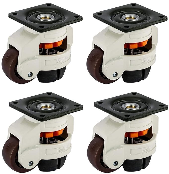 Swivel Casters - 4 Pieces Retractable Workbench Transport Wheels - Height Adjustable Leveling Casters - 1000kg Load Capacity Wheels voor Meubels