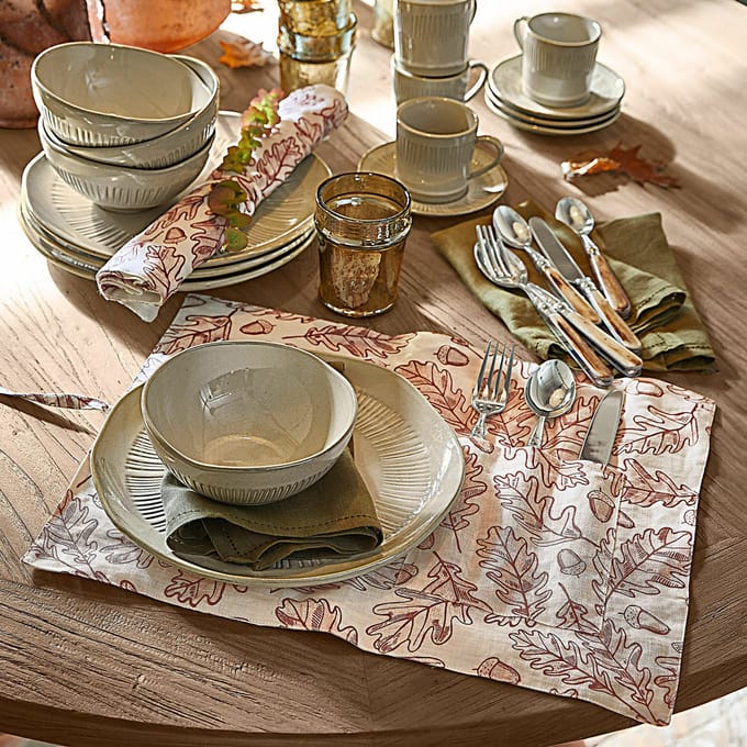 LOBERON Placemat set van 2 Qubinal roestrood/linnen