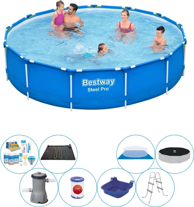 Deluxe Zwembad Set - Steel Pro Rond 396x84 cm