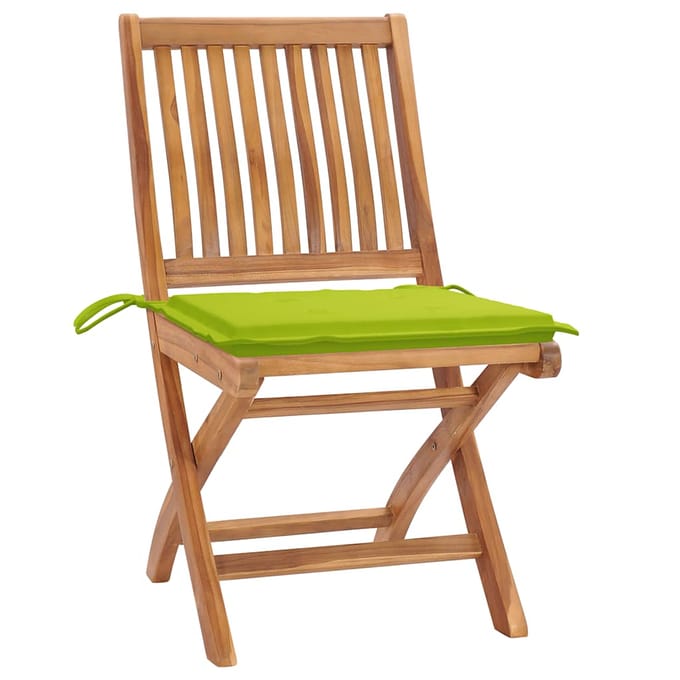vidaXL - Klapstoelen - met - kussens, - 6 - stuks, - massief - teakhout