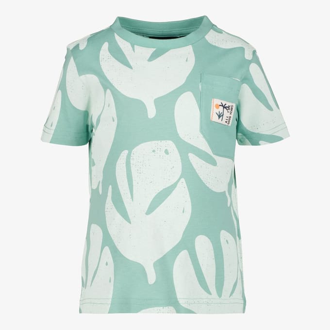 Unsigned jongens T-shirt met bladeren mintgrown - Groen - Maat 92