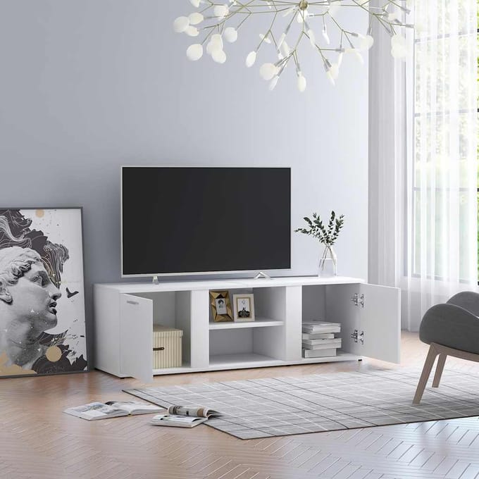 vidaXL - Tv-meubel - 120x34x37 - cm - bewerkt - hout - wit
