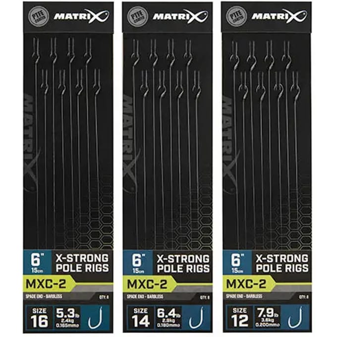 Matrix Onderlijn MXC-2 X-Strong Pole Rigs 6” (15cm) Spade End - Barbless - Maat : Haak 12