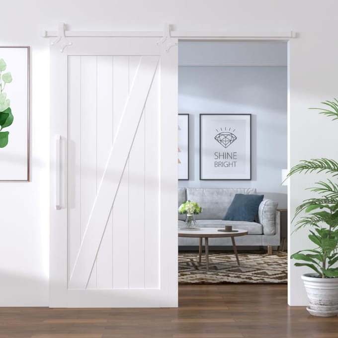 vidaXL - Beslagset - voor - schuifdeur - 200 - cm - staal - wit