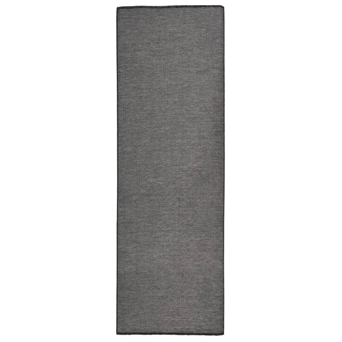 vidaXL - Buitenkleed - platgeweven - 80x250 - cm - grijs