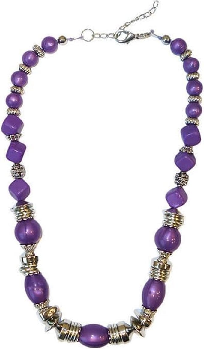Korte Paarse Kralen Ketting