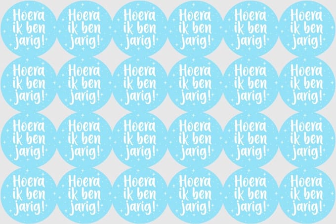 Sluitstickers Hoera ik ben jarig blauw - Verjaardagsstickers