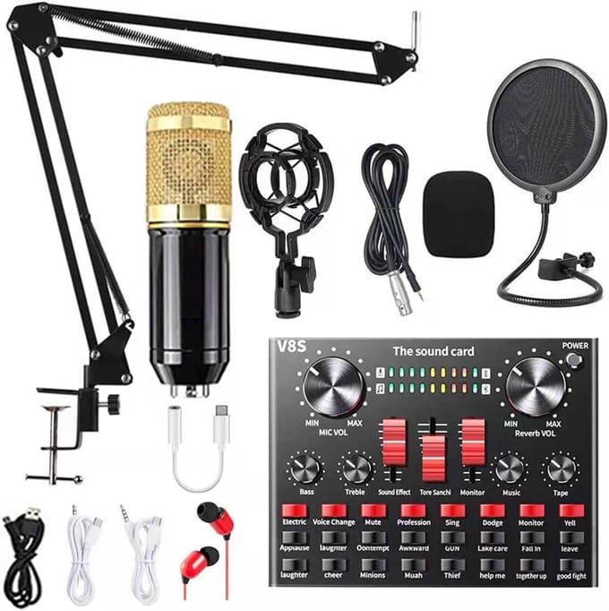 Podcast Uitrusting - Opname Set - Live Streaming - Met Geluidskaart - 1.41 kg