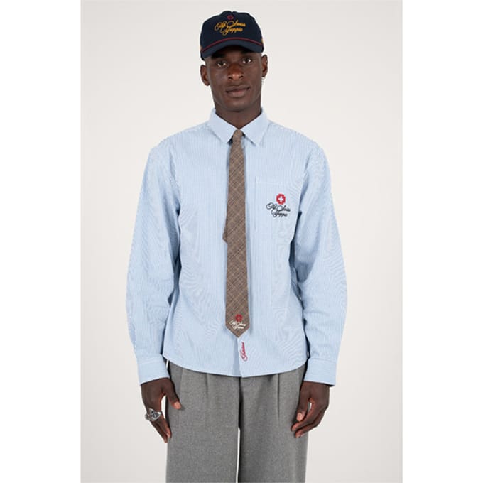 Strellson x Prohibited: Overhemd The Swiss Yuppie, blauwwit gestreept