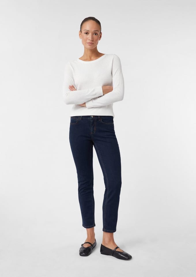 Slim Fit Mid-Waist Jeans met 5 Zakken Dames COMMA
