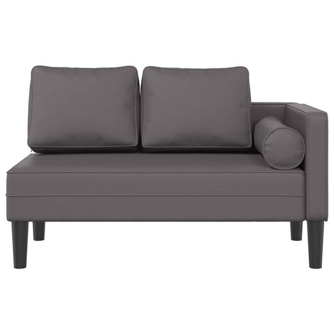 vidaXL - Chaise - longue - met - kussens - kunstleer - grijs
