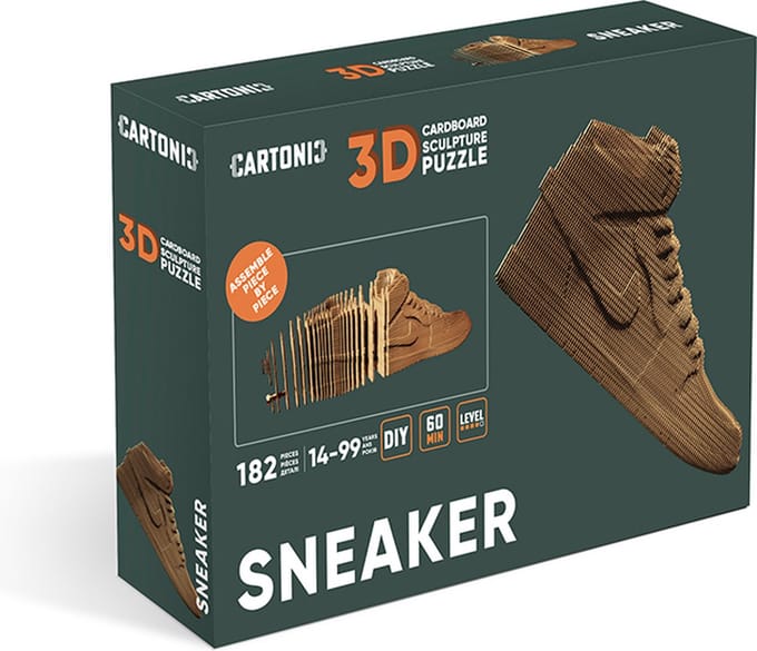 CARTONIC- Sneakers- 3D Puzzel-Speelgoed- Puzzel-DIY- Creatief- Karton- Kinderen en volwassen- 3D- puzzel-