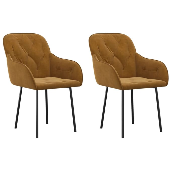 vidaXL - Eetkamerstoelen - 2 - st - fluweel - bruin