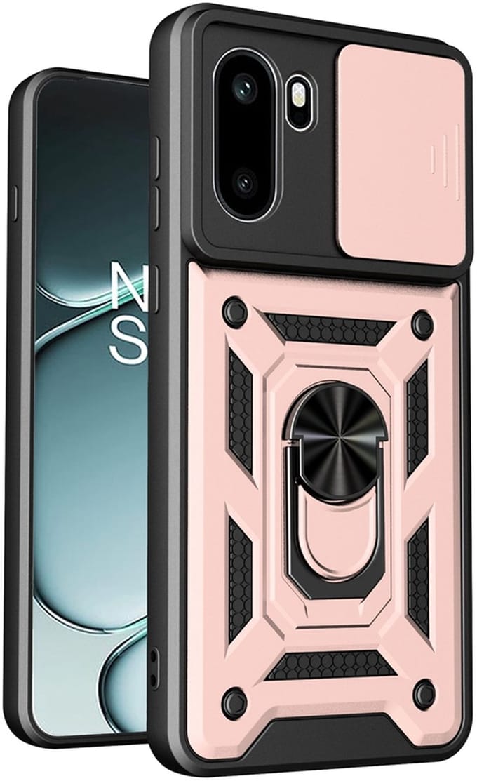MobyDefend Hoesje - Geschikt voor OnePlus 15R - Pantsercase Met Draaibare Ring - Rosé