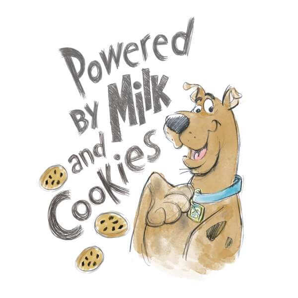 Scooby Doo Powered By Milk And Cookies Sweatshirt - White - XXL